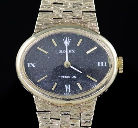 A ladys 1970s 9ct gold Rolex Precision manual wind wrist watch,